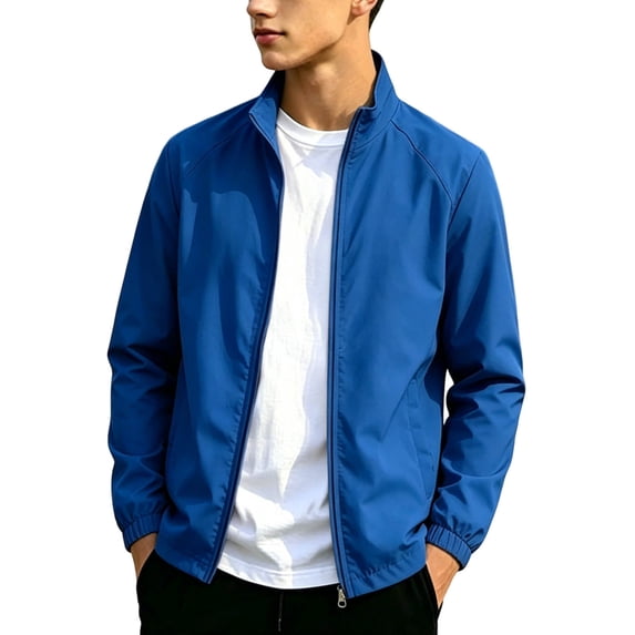 ZVNAΖH Teen Boys' Windbreaker Jacket, Youth Full-Zip Stand Collar Outdoor Casual Jacket with Pockets, Lightweight Athletic Coat for Fall, 12-18 Years