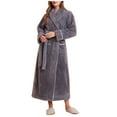 thumbnail image 1 of ZVNAΖH Thick Fluffy Robes for Women, Warm Soft Floor Length Flannel Bathrobes, Winter Long House Coat with Pockets, Christmas Clearance Sales, 1 of 6