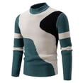 thumbnail image 1 of ZVNAΖH Turtleneck Sweater Men - Long Sleeve Cable Knit Colorblock Sweaters Textured Pullover Thermal Clothes Fall Winter Outfit, 1 of 8