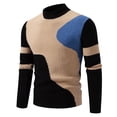 thumbnail image 1 of ZVNAΖH Turtleneck Sweater Men - Long Sleeve Cable Knit Colorblock Sweaters Textured Pullover Thermal Clothes Fall Winter Outfit, 1 of 8