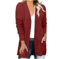 thumbnail image 1 of ZVNAΖH Women Button Down Cardigan Sweater Mid Length Cable Cardigan Solid Color Open Front Cardigan Casual Knit Sweater On Clearance, 1 of 1