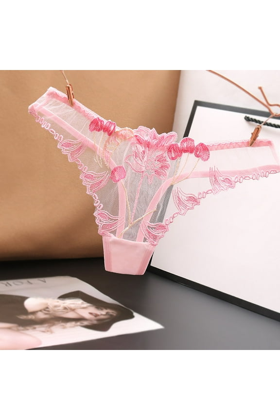 ZVNAΖH Women Sexy Lace Lingerie Panties G String Thong Underwear, Valentine's Day Supplies, Floral Lace Mesh Hollow Out See Though Panties