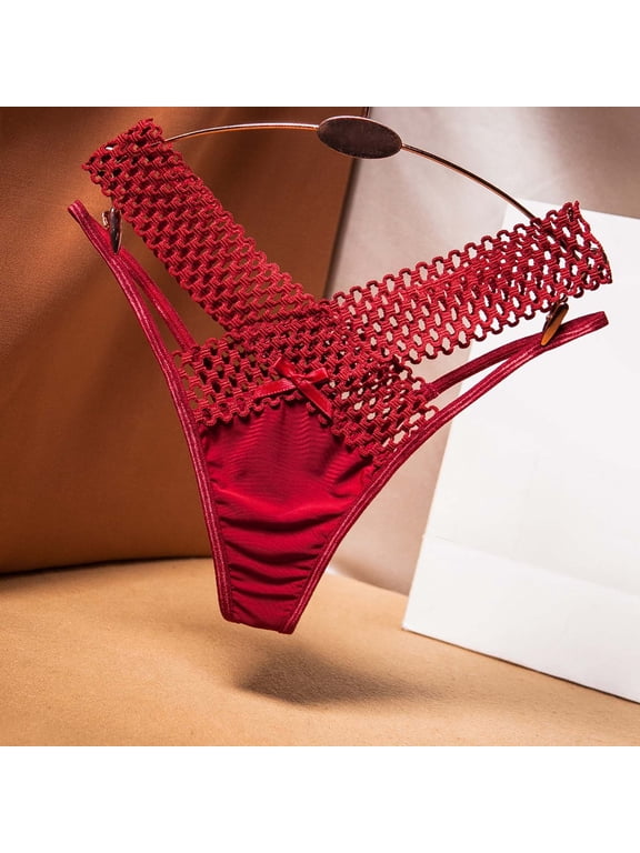 ZVNAΖH Women Sexy Lace Panties, G String Thong Underwear, Valentine's Day Supplies, Mesh Hollow Out See Though Panties