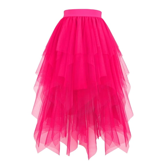 ZVNAΖH Women Tulle Skirts Midi Long Fairy Skirt Tutu Mesh Layered Skirt Elastic Waist Puffy Skirts Cake Half Length Skirt