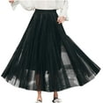 thumbnail image 1 of ZVNAΖH Women's A-line Fairy Elastic Waist Tulle Midi Skirt Pleated Swing Skirt Summer Casual Party Go Out Skirt, 1 of 6