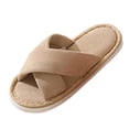 thumbnail image 1 of ZVNAΖH Women's Fashion Crisscross Strap Open Toe Slippers Winter Outdoor Cozy Flat House Slides, 1 of 9
