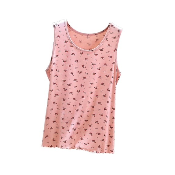 ZVNAΖH Women's Floral Print Undershirt Tank Top, Soft Sleeveless Crew Neck Loungewear & Layering Camisole, L-2XL