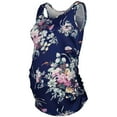 thumbnail image 1 of ZVNAΖH Women's Maternity Tank Top Basic Scoop Neck Floral Print Sleeveless Pregnancy T-Shirt Side Ruched Vest, 1 of 3