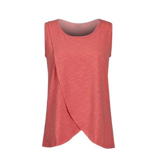 ZVNAΖH Women's Maternity Tank Top Summer Sleeveless Crewneck Pregnancy Shirts Crossover Layer Maternity Clothes