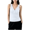 thumbnail image 1 of ZVNAΖH Women's Petite Ribbed Knit V-Neck Henley Tank Top Slim Fit Stretch Sleeveless Camisole, S-XL, 1 of 6