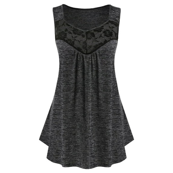 ZVNAΖH Women's Plus Suze Tops Summer Sleeveless T-shirts Tank Tops V Neck Floral Print Pleated Tees Casual Wear, L-4XL