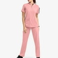 thumbnail image 1 of ZVNAΖH Women's Scrub Set, Quarter Zip Up Stand Up Collar Stretch Top & Straight Leg Pants, Medical Nursing Uniforms Set, 1 of 5