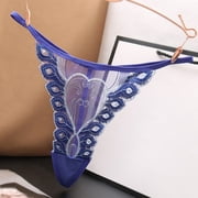ZVNA H Women's Sexy G String Thongs, Valentine's Day Gifts, Couple Supplies, One Size, Floral Lace Panties Mesh Hollow Out See Though Panties