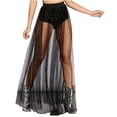 thumbnail image 1 of ZVNAΖH Women's Sheer Mesh Long Flowy Tulle Skirt Pleated Skirt Lace Shiny Star Skirt High Waist Swing Skirt, 1 of 7