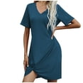thumbnail image 1 of ZVNAΖH Women's Summer Short Sleeve Casual Dresses V-neck Solid Color Tshirt Dress Soft Comfty Lounge Home Sleep Dress, 1 of 3