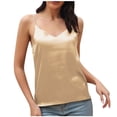 thumbnail image 1 of ZVNAΖH Women's V-neck Silk Satin Camisoles Tops Summer Casual Spaghetti Strap Tank Tops Basic Layer Undershirts Home Sleepwear, 1 of 5