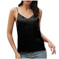 thumbnail image 1 of ZVNAΖH Women's V-neck Silk Satin Camisoles Tops Summer Casual Spaghetti Strap Tank Tops Basic Layer Undershirts Home Sleepwear, 1 of 5