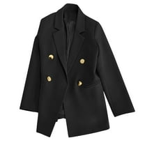 ZVNAΖH Women's Work Office Blazer Stretch Lapel Collar Long Sleeve Jacket Suit Blazer Double Breasted Blazer with Pockets
