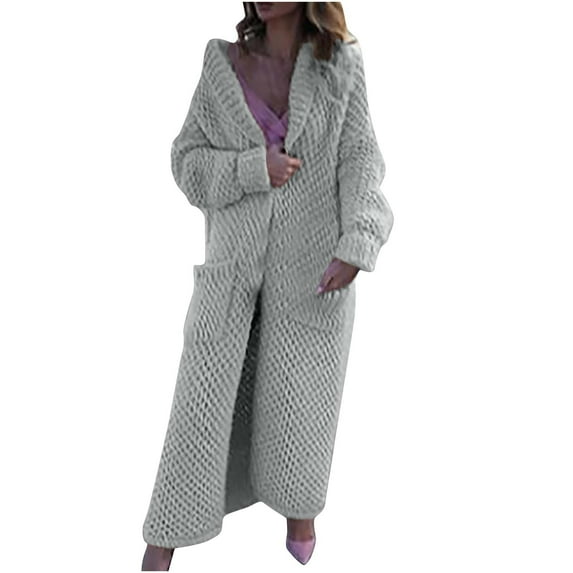 ZVNAΖH Womens Cable Knit Cardigan Sweaters with Hood Long Chunky Cardigan Plus Size Open Front Cardigan with Pockets On Clearance