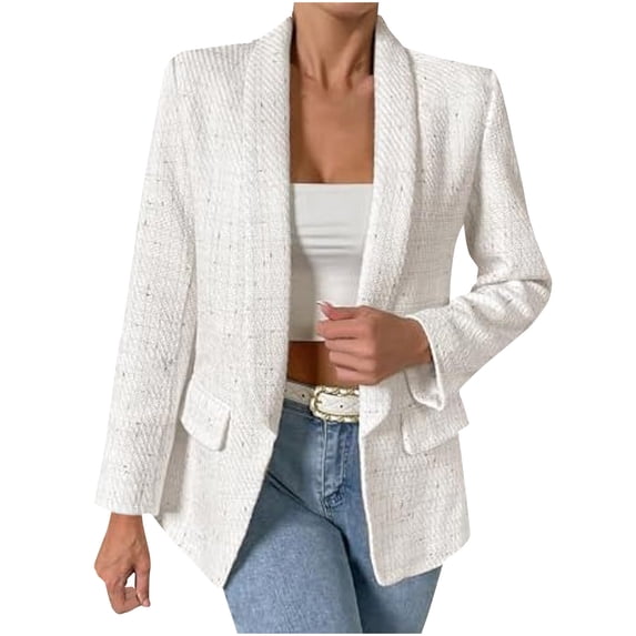 ZVNAΖH Womens Casual Blazers Lightweight Long Sleeve Jackets Mid Length Open Front Cardigan Business Blazers with Pockets