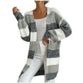 thumbnail image 1 of ZVNAΖH Womens Color Block Cardigan Casual Open Front Sweater Lightweight Mid Length Knit Cardigan Striped Cardigan Sweaters On Clearance, 1 of 5