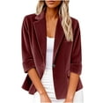 thumbnail image 1 of ZVNAΖH Womens Corduroy Blazer Jacket Casual One Button Blazer Lable Collared Fall Winter Coat with Pocket Dressy Suit Jackets, 1 of 6