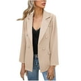 thumbnail image 1 of ZVNAΖH Womens Double Breasted Bblazer Jackets Long Sleeve Lapel Collar Casual Work Office Blazers Twill Jackets, 1 of 5