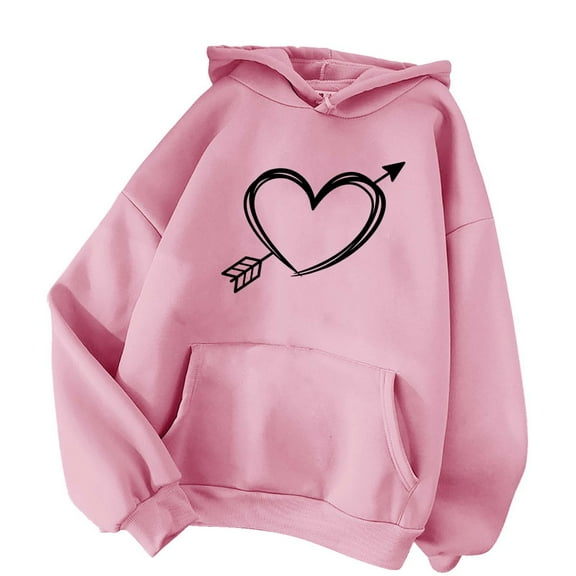 ZVNAΖH Womens Hoodies Pullover Sweatshirt with Pockets Love Heart Graphic Sweatshirt, Valentine's Day, Gifts for Women