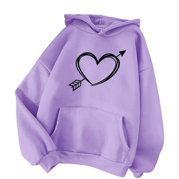 ZVNAΖH Womens Hoodies Pullover Sweatshirt with Pockets Love Heart Graphic Sweatshirt, Valentine's Day, Gifts for Women