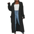 thumbnail image 1 of ZVNAΖH Womens Long Cardigan Sweaters with Pockets, 2024 Winter Open Front Coat Long Sleeve Cable Knit Outerwear On Clearance, 1 of 6
