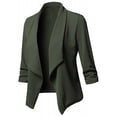 thumbnail image 1 of ZVNAΖH Womens Ruched 3/4 Sleeve Open Front Blazer Jacket with Plus Size Work Office Lightweight Jackets, S-5XL, 1 of 5