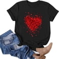 thumbnail image 1 of ZVNAΖH Womens Valentine's Day Love Heart Graphic Tshirt Crew Neck Short Sleeve T-Shirt, Couple Tee Tops, 1 of 4