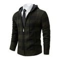 thumbnail image 1 of ZVNAΖH Zippered Hoodies for Men Fleece Hoodie Men Full Zip, Mens Plaid Cardigan Sweater, Long Sleeve Hooded Sweater Coat, 1 of 1