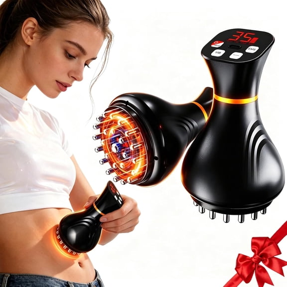 ZVOUS Lymphatic Drainage Massager & Cellulite Massage Tool with 35 Speeds, Heat, and Vibration, for Relaxation on Stomach, Arms, Legs, Waist, and Neck, Black