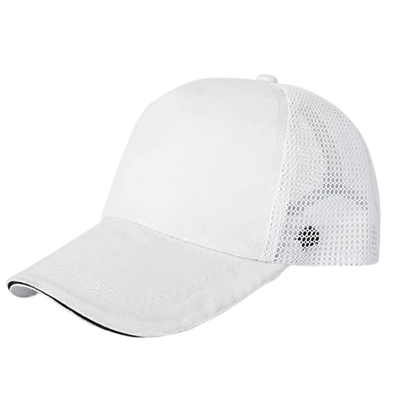 ZWGHEBK Snapback Hats for Men Women's Plain Baseball Cap Twill Panel Low Profile Mesh Back Trucker Hat Slightly Curved Baseball Cap Spring and Summer Breathable Mesh Cap for Women, White, One Size