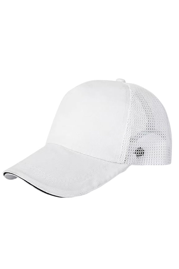 Snapback Hats for Men Women's Plain Baseball Cap Twill Panel Low Profile Mesh Back Trucker Hat Slightly Curved Baseball Cap Spring and Summer Breathable Mesh Cap for Women, White, One Size