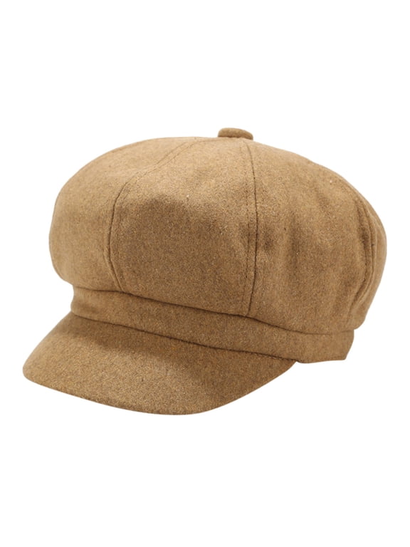Solid Color Newsboy Caps for Women, Beret Hats Baker Boy Hat Beret Cap for Women Fall Winter Pageboy Visor Paperboy Hat, Khaki, One Size