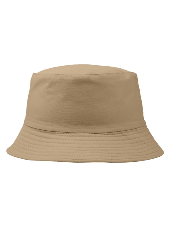 Summer Bucket Hat, Cotton Wide Brim Sun Hat Flat Top Cap for Beach, Fishing, Solid Color Bucket Hats for Men and Women Outdoor Fishing Hiking