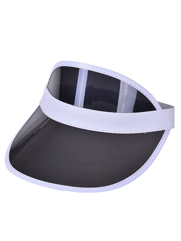Sun Visors Hats for Women Clear Retro Unisex Plastic Sun Visors Hats for Party Sports Beach Adjustable Elastic Band, Black, One Size