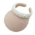 thumbnail image 1 of ZWGHEBK Women Pearl Sun Visor Hat, Sun Hats for Women, Straw Sun Visor Hats, Ponytail Beach Hats for Women, Wide Brim Breathable Summer Outdoor Cap, Pink, One Size, 1 of 5