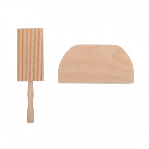 ZWHong 2-Pcs Wooden Gnocchi Board, Natural Beechwood Pasta Board for Perfect Homemade Pasta with Dough Scraper for Kitchen Home Use