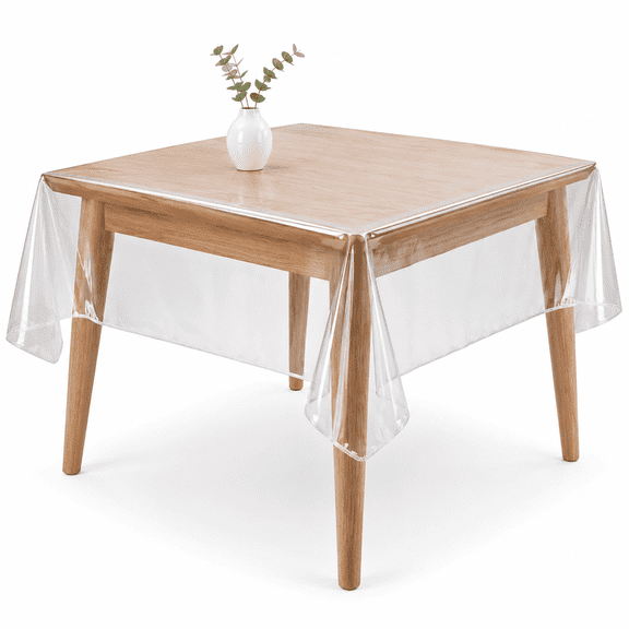 ZWHong Clear Plastic Tablecloth, 55 x 55 inch Square PVC Table Cover Protector, Wipeable Transparent Table Cloth for Dining, Party, Picnic