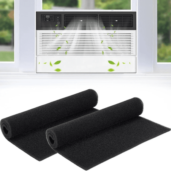 ZWHong RV AC Filter Replacement, 24" x 15" Cut-to-Size Air Conditioner Filter Foam, High-Density Dustproof Filter for RV, Motorhome, Travel Trailer, Camper (2 Roll, Black)