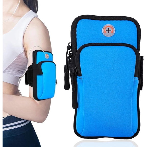 ZWHong Running Phone Holder, Universal Phone Armband for iPhone & Samsung, Workout Phone Holder with Arm Band, Secure Running Armband for Men & Women, Gym Exercise Phone Sleeve(blue)