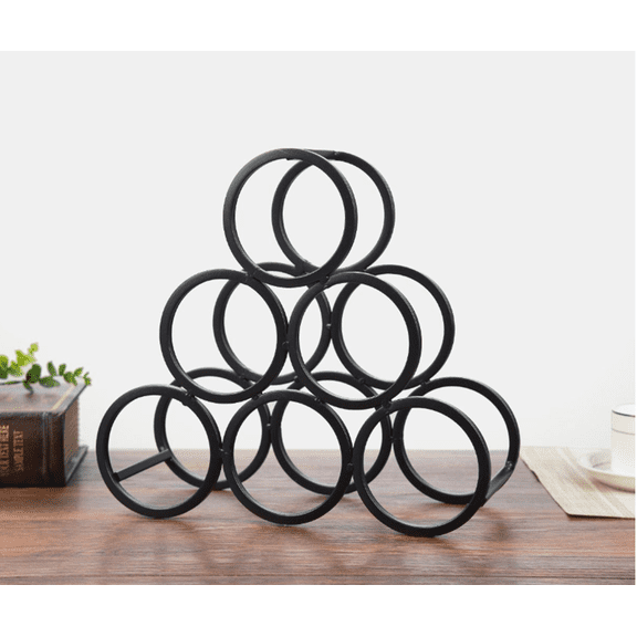 ZWHong Wine Rack, Small 6-Bottle Countertop Tabletop Stand, Modern Metal Black Holder for Kitchen, Bar, or as Cabinet Insert
