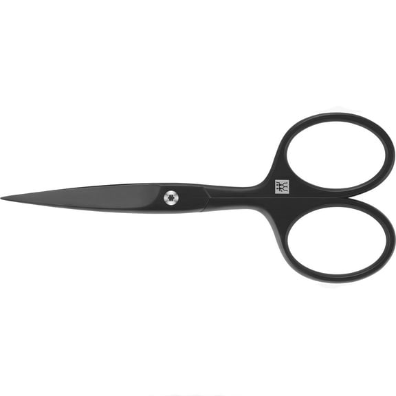 ZWILLING Beard Scissors (extended handle width, scratch resistant, straight edge fine tip), Premium, Black, 4.5 in
