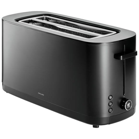 ZWILLING Enfinigy, 4-Slice Long Slot Toaster, Extra Wide 1.5" Slots for Bagels and Toast, Black