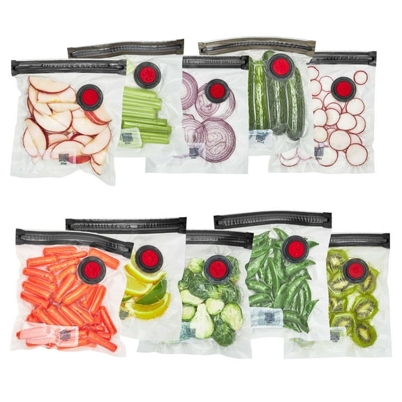 ZWILLING Fresh & Save 10-pc Small Vacuum Sealer Bags 1/2 Gallon, Reusable Snack Bags, Meal Prep
