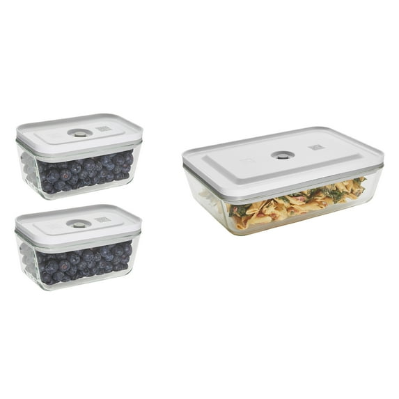 ZWILLING Fresh & Save 3-pc Glass Food Storage Vacuum Containers Meal Prep Container - Small & Large Containers