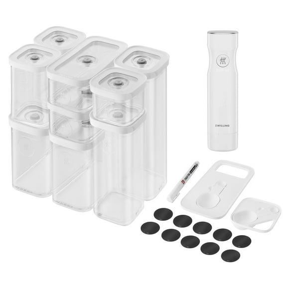 ZWILLING Fresh & Save Cube Box Set, 12-pc, Plastic, Airtight Dry Food Container, Small & Medium Cube Set w Vacuum Pump
